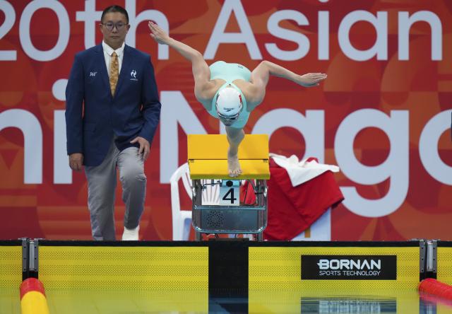 (260921) -- TOKYO, Sept. 21, 2026 (Xinhua) -- Li Jiaping of China competes during the women's 200m freestyle final at the 20th Asian Games Aichi-Nagoya 2026 in Tokyo, Japan, Sept. 21, 2026. (Xinhua/Chen Zeguo)