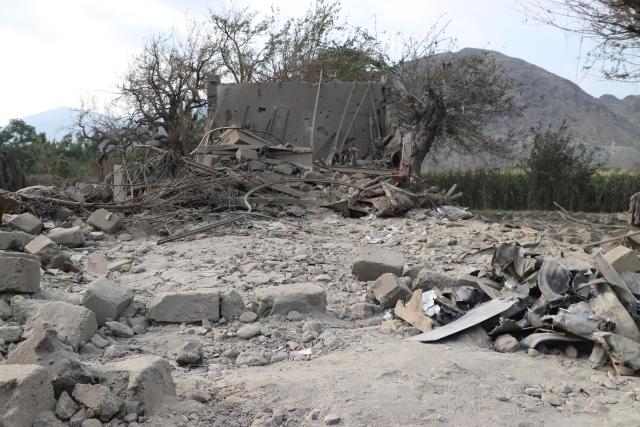 (260921) -- KABUL, Sept. 21, 2026 (Xinhua) -- A damaged house is seen following an airstrike in a village in Nurgal district of Kunar province, Afghanistan, Sept. 21, 2026. At least three people were killed after the Pakistani air force carried out airstrikes early Monday in Afghanistan's eastern Kunar and Paktika provinces bordering Pakistan, Afghan media outlet Tolonews reported, citing Afghan government officials. (Photo by Qazafi Mal/Xinhua)