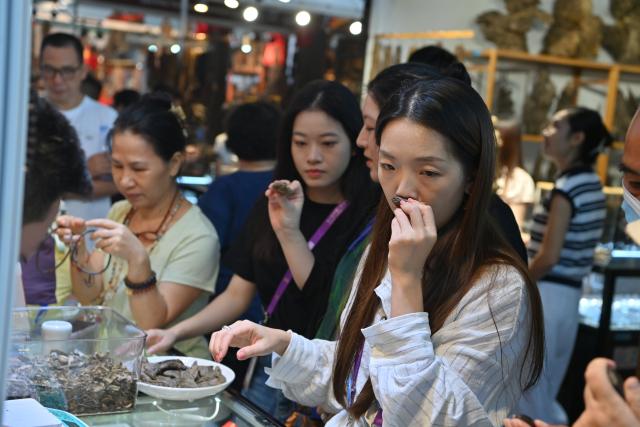 (260921) -- NANNING, Sept. 21, 2026 (Xinhua) -- Visitors select Vietnamese spices at the 23rd China-ASEAN Expo in Nanning, south China's Guangxi Zhuang Autonomous Region, Sept. 21, 2026. The 23rd China-ASEAN Expo concluded in Nanning on Monday. (Xinhua/Zhou Hua)