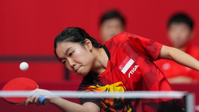 (260922) -- TOYOTA, Sept. 22, 2026 (Xinhua) -- Tan Zhao Yun of Singapore comepetes during the table tennis women's team first-round match between Hong Kong, China and Singapore at the 20th Asian Games Aichi-Nagoya 2026 in Toyota, Japan, Sept. 22, 2026. (Xinhua/Cheong Kam Ka)
