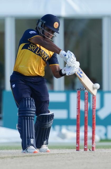 (260922) -- NISSHIN, Sept. 22, 2026 (Xinhua) -- Athapaththu Mudiyanselage CJK of Sri Lanka competes during the women's cricket gold medal match between India and Sri Lanka at the 20th Asian Games Aichi-Nagoya 2026 in Nisshin, Aichi Prefecture, Japan, Sept. 22, 2026. (Xinhua/Zhang Haobo)