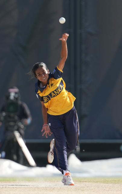 (260922) -- NISSHIN, Sept. 22, 2026 (Xinhua) -- Hewa Munasinhage CPM of Sri Lanka competes during the women's cricket gold medal match between India and Sri Lanka at the 20th Asian Games Aichi-Nagoya 2026 in Nisshin, Aichi Prefecture, Japan, Sept. 22, 2026. (Xinhua/Zhang Haobo)