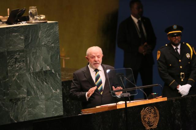 (260922) -- UNITED NATIONS, Sept. 22, 2026 (Xinhua) -- Brazilian President Luiz Inacio Lula da Silva speaks at the General Debate of the 81st session of  UN General Assembly at the UN headquarters in New York, on Sept. 22, 2026. (Xinhua/Zhang Fengguo)