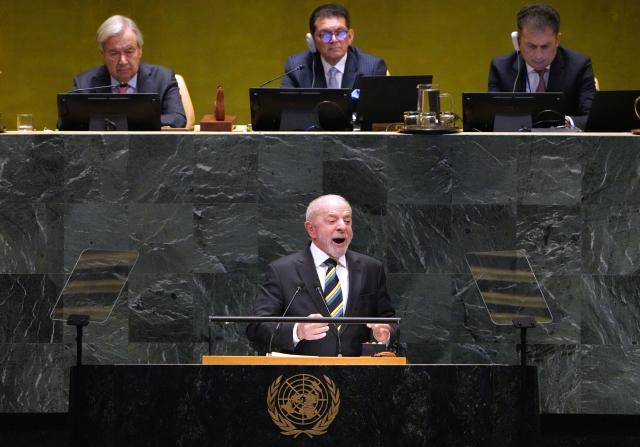 (260922) -- UNITED NATIONS, Sept. 22, 2026 (Xinhua) -- Brazilian President Luiz Inacio Lula da Silva speaks at the General Debate of the 81st session of  UN General Assembly at the UN headquarters in New York, on Sept. 22, 2026. (Xinhua/Wu Xiaoling)