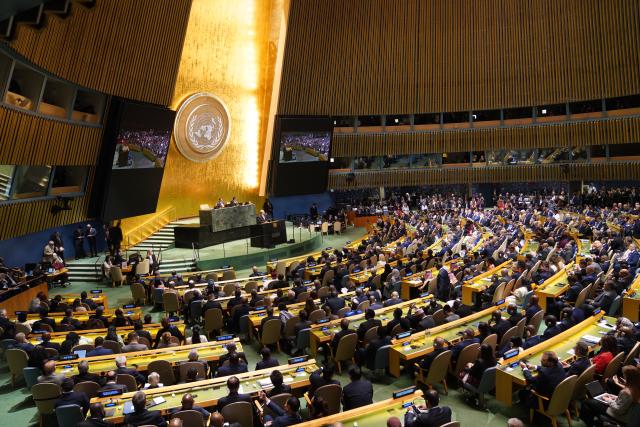 (260923) -- BEIJING, Sept. 23, 2026 (Xinhua) -- The General Debate of the 81st session of the United Nations General Assembly is held at the UN headquarters in New York, Sept. 22, 2026. (Xinhua/Zhang Fengguo)