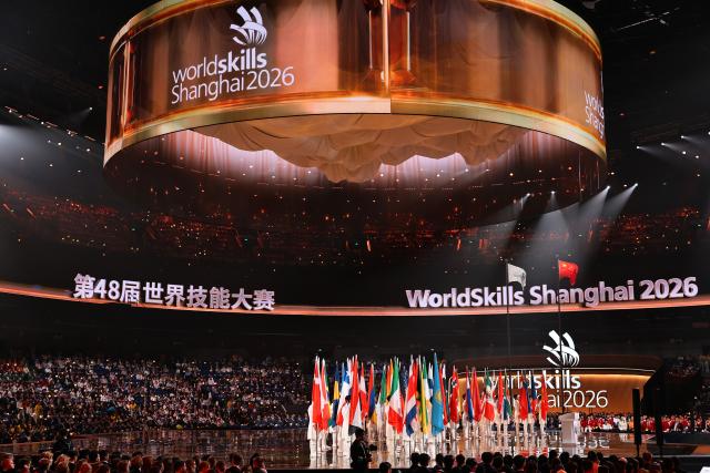 (260923) -- BEIJING, Sept. 23, 2026 (Xinhua) -- The opening ceremony of the 48th WorldSkills Competition is held in east China's Shanghai, Sept. 22, 2026. The 48th WorldSkills Competition opened in Shanghai on Tuesday evening, with 1,385 competitors from 68 countries and regions vying in 64 skill events. (Xinhua/Fang Zhe)