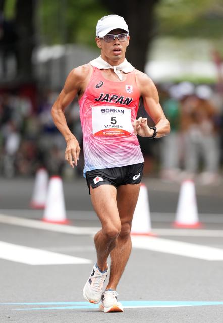(260923) -- NAGOYA, Sept. 23, 2026 (Xinhua) -- Yamanishi Toshikazu of Japan competes during the Men's Half Marathon Race Walk Final of Athletics at the 20th Asian Games Aichi-Nagoya 2026 in Nagoya, Japan, Sept. 23, 2026. (Xinhua/Jia Yuchen)