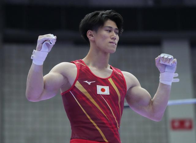 (260923) -- NAGOYA, Sept. 23, 2026 (Xinhua) -- Hashimoto Daiki of team Japan reacts after the horizontal bar competition of men's team final of Artistic Gymnastics at the 20th Asian Games Aichi-Nagoya 2026 in Nagoya, Japan, Sept. 23, 2026. (Xinhua/Jia Yuchen)