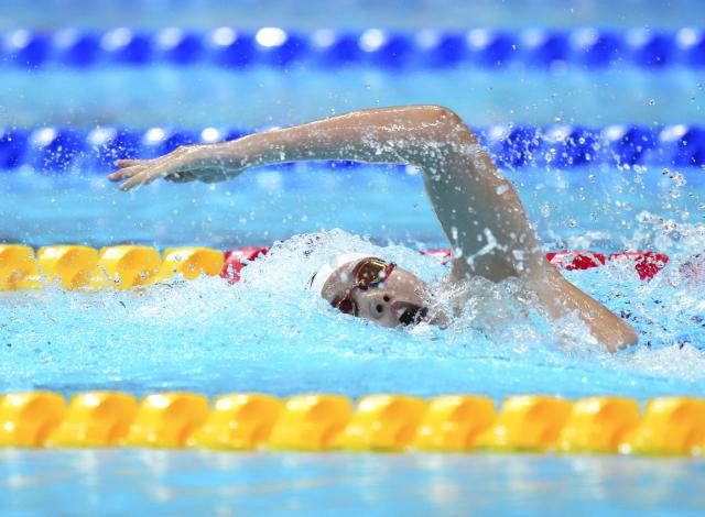 (260923) -- TOKYO, Sept. 23, 2026 (Xinhua) -- Yu Zidi of China competes during the women's 400m individual medley final at the 20th Asian Games Aichi-Nagoya 2026 in Tokyo, Japan, Sept. 23, 2026. (Xinhua/Chen Zeguo)
