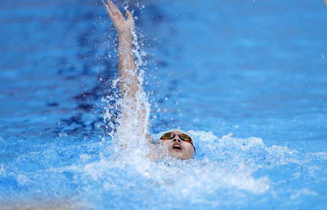 (260923) -- TOKYO, Sept. 23, 2026 (Xinhua) -- Yu Zidi of China competes during the women's 400m individual medley final at the 20th Asian Games Aichi-Nagoya 2026 in Tokyo, Japan, Sept. 23, 2026. (Xinhua/Wu Zhizun)