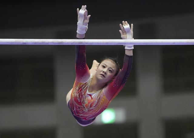 (260923) -- NAGOYA, Sept. 23, 2026 (Xinhua) -- Qiu Qiyuan of China competes during the uneven bars competition of the women's team final of Artistic Gymnastics at the 20th Asian Games Aichi-Nagoya 2026 in Nagoya, Japan, Sept. 23, 2026. (Xinhua/Lui Siu Wai)