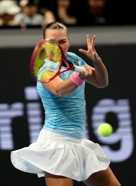 (260923) -- SHENZHEN, Sept. 23, 2026 (Xinhua) -- Sonja Zhiyenbayeva of Kazakhstan competes against Jessica Bouzas Maneiro of Spain during the quarterfinal match between Kazakhstan and Spain at the 2026 Billie Jean King Cup Finals in Shenzhen, south China's Guangdong Province, Sept. 23, 2026. (Xinhua/Mao Siqian)