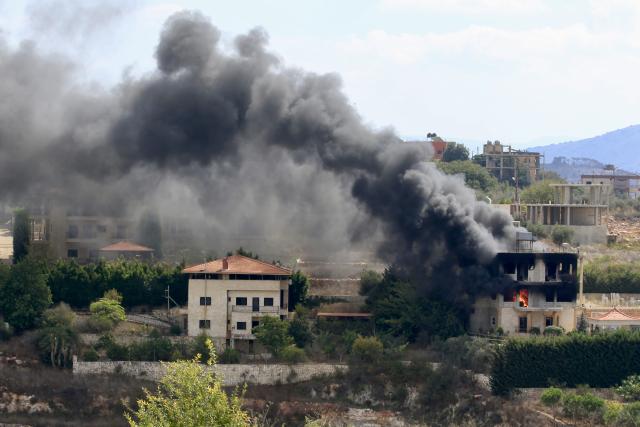(260923) -- ZAWTAR AL-SHARQIYAH, Sept. 23, 2026 (Xinhua) -- This photo taken on Sept. 22, 2026 shows fire in a house set by Israeli forces in Zawtar Al-Sharqiyah, southern Lebanon. (Photo by Ali Hashisho/Xinhua)