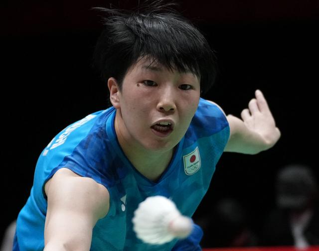 (260924) -- ICHINOMIYA, Sept. 24, 2026 (Xinhua) -- Yamaguchi Akane of team Japan competes in the singles match against Wang Zhiyi of team China during the badminton women's team final between China and Japan at the 20th Asian Games Aichi-Nagoya 2026 in Ichinomiya of Aichi Prefecture, Japan, Sept. 24, 2026. (Xinhua/Hou Zhaokang)