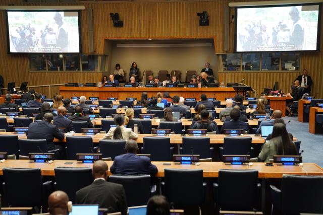 (260924) -- UNITED NATIONS, Sept. 24, 2026 (Xinhua) -- This photo taken on Sept. 23, 2026 shows a scene of a high-level meeting to commemorate the 40th anniversary of the Declaration on the Right to Development held on the sidelines of the 81st Session of the UN General Assembly at the UN headquarters in New York. (Xinhua/Zhang Fengguo)