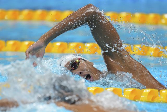 (260924) -- TOKYO, Sept. 24, 2026 (Xinhua) -- Zhang Zhanshuo of China competes during the men's 800m freestyle final at the 20th Asian Games Aichi-Nagoya 2026 in Tokyo, Japan, Sept. 24, 2026. (Xinhua/Chen Zeguo)