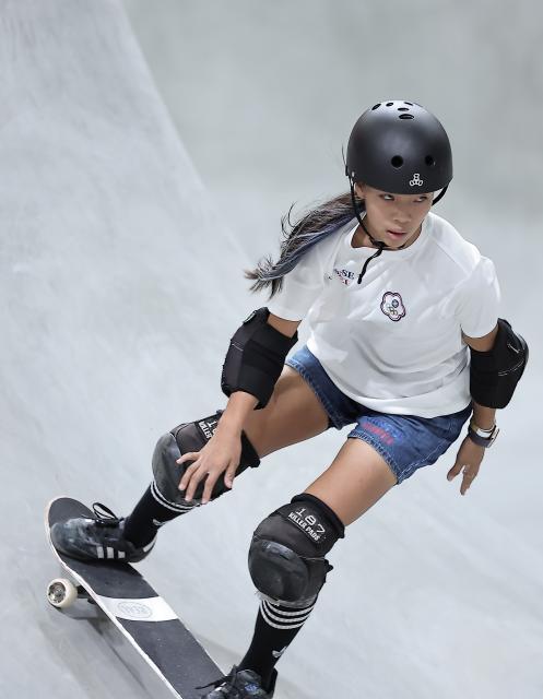 (260925) -- NAGOYA, Sept. 25, 2026 (Xinhua) -- Lin Yi-fan of Chinese Taipei competes during the women's park final of skateboarding at the 20th Asian Games Aichi-Nagoya 2026 in Tokoname of Aichi Prefecture, Japan, Sept. 25, 2026. (Xinhua/Long Lei)