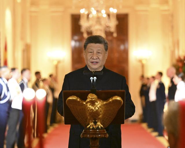 (260924) -- WASHINGTON, Sept. 24, 2026 (Xinhua) -- Chinese President Xi Jinping addresses a welcome banquet at the White House in Washington, D.C., the United States, Sept. 24, 2026. Xi on Thursday attended a welcome banquet held by U.S. President Donald Trump at the White House. (Xinhua/Xie Huanchi)
