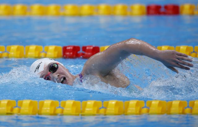 (260925) -- TOKYO, Sept. 25, 2026 (Xinhua) -- Li Bingjie of China competes during the women's 800m freestyle final at the 20th Asian Games Aichi-Nagoya 2026 in Tokyo, Japan, Sept. 25, 2026. (Xinhua/Wu Zhizun)