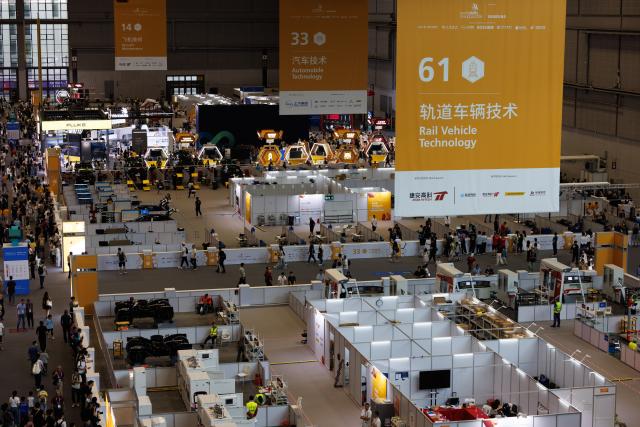 (260925) -- SHANGHAI, Sept. 25, 2026 (Xinhua) -- This photo taken on Sept. 25, 2026 shows the venue of the 48th WorldSkills Competition in Shanghai, east China.
  The 48th WorldSkills Competition is held in Shanghai from September 22 to 27. 
  Various events in the competition are related in the maintenance of equipment and facilities in the air, on land and on rails. (Xinhua/Jin Liwang)