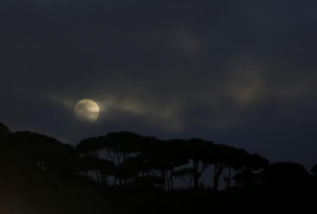 (260926) -- BEIRUT, Sept. 26, 2026 (Xinhua) -- A moon is seen over Beirut, Lebanon, Sept. 26, 2026. (Xinhua/Bilal Jawich)
