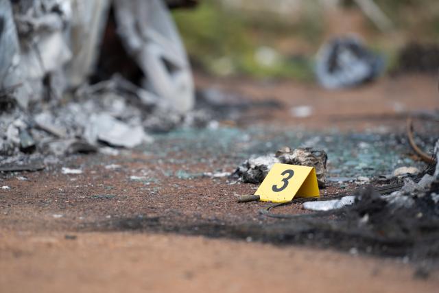 (260927) -- WEDELA, Sept. 27, 2026 (Xinhua) -- This photo taken on Sept. 27, 2026 shows the scene of a shooting incident in the mining township of Wedela in Gauteng Province, South Africa. Seventeen people were killed Saturday night in a bar shooting in the mining township of Wedela in South Africa, local media reported on Sunday. (Photo by Rumana Akoob/Xinhua)