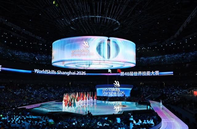 (260927) -- SHANGHAI, Sept. 27, 2026 (Xinhua) -- This photo taken on Sept. 27, 2026 shows the closing ceremony of the 48th WorldSkills Competition held in Shanghai, east China. The 48th WorldSkills Competition closed here on Sunday. (Xinhua/Fang Zhe)