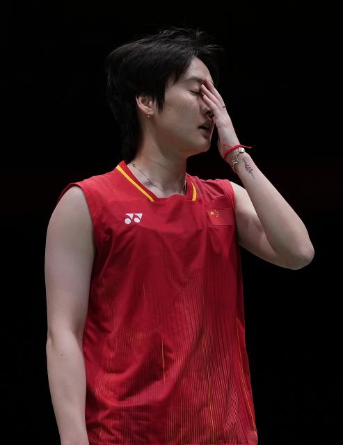 (260928) -- ICHINOMIYA, Sept. 28, 2026 (Xinhua) -- Chen Yufei of China reacts during the women's singles semifinals of badminton against An Seyoung of South Korea at the 20th Asian Games Aichi-Nagoya 2026 in Ichinomiya of Aichi Prefecture, Japan, Sept. 28, 2026. (Xinhua/Li Bo)