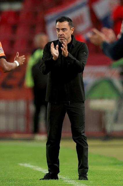 (260928) -- BELGRADE, Sept. 28, 2026 (Xinhua) -- The Netherlands' head coach Xavi Hernandez gestures during the UEFA Nations League 2026/27 League A Group A match between Serbia and the Netherlands in Belgrade, Serbia, Sept. 27, 2026. (Photo by Predrag Milosavljevic/Xinhua)