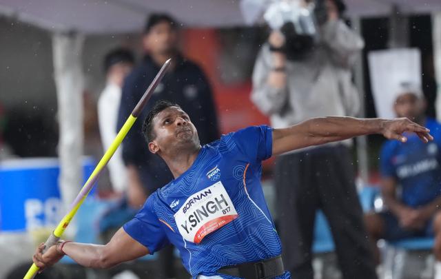 (260928) -- NAGOYA, Sept. 28, 2026 (Xinhua) -- Yashvir Singh of India competes during the men's javelin throw final of Athletics at the 20th Asian Games Aichi-Nagoya 2026 in Nagoya, Japan, Sept. 28, 2026. (Xinhua/Luo Yuan)