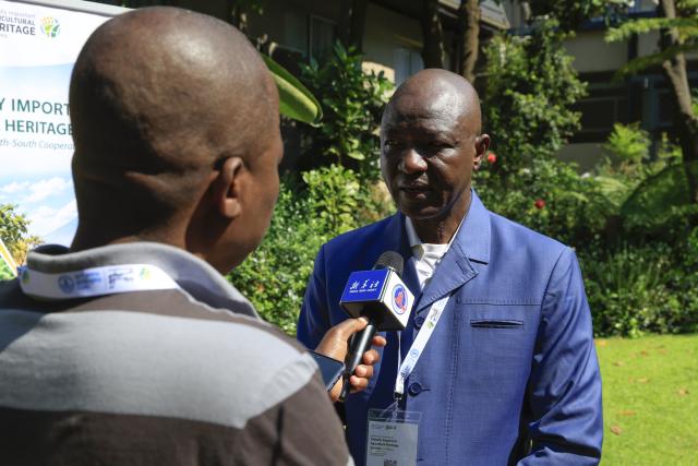 (260928) -- JOHANNESBURG, Sept. 28, 2026 (Xinhua) -- Jeremie Mbairamadji, senior coordinator of the Food and Agriculture Organization of the United Nations Globally Important Agricultural Heritage Systems Secretariat, speaks during an interview with Xinhua in Johannesburg, South Africa, Sept. 28, 2026. TO GO WITH "FAO-China workshop on agricultural heritage systems opens in South Africa" (Xinhua/Chen Wei)
