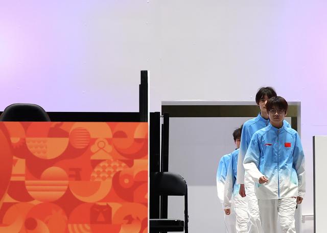 (260929) -- TOKONAME, Sept. 29, 2026 (Xinhua) -- Team China arrive at the venue ahead of the Battle Royale [PUBG MOBILE - Asian Games Version] finals of Esports at the 20th Asian Games Aichi-Nagoya 2026 in Tokoname of Aichi Prefecture, Japan, Sept. 29, 2026. (Xinhua/Yao Qilin)