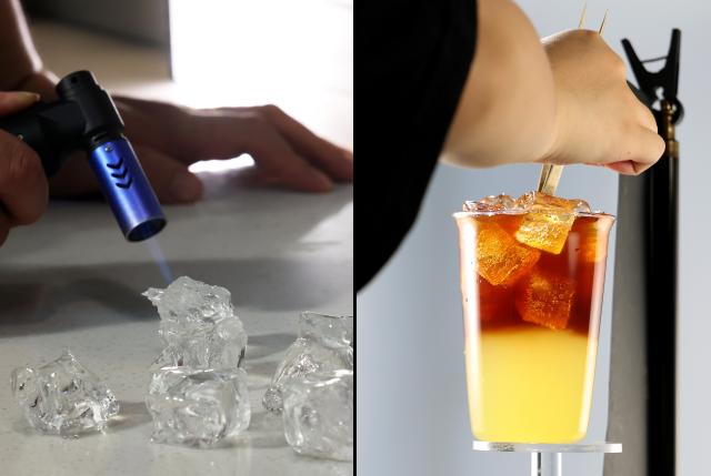 (260929) -- SHANGHAI, Sept. 29, 2026 (Xinhua) -- This combo photo shows a food stylist making prop ice cubes (L) and arranging prop ice cubes for a photo shoot (R) in Shanghai, east China, Aug. 18, 2026. Unlike chefs who prioritize flavor, food stylists handle various ingredients, arrange plates and use tools to create the desired visual effects, capturing food's most appealing moments.
   Li Haohan has been engaged in food styling for more than 20 years. 
Li used to be a pastry chef. In 2003, he was invited to participate in a commercial shoot on instant noodles, where his outstanding craftsmanship earned him recognition. Since then, Li started to work as a part-time food stylist.
   In 2010, Li became a professional food stylist and founded a food styling studio. Today, his team has grown to over 20 members, forming a professional team with deep expertise in food styling in China. (Xinhua/Liu Ying)