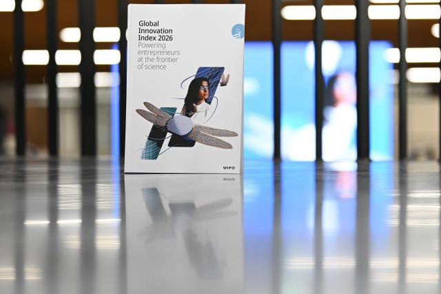 (260929) -- GENEVA, Sept. 29, 2026 (Xinhua) -- A copy of the Global Innovation Index 2026 (2026 GII) is pictured at the headquarters of the World Intellectual Property Organization (WIPO) in Geneva, Switzerland, Sept. 29, 2026. Artificial intelligence (AI) is driving a rebound in venture capital and R&D spending, while a new generation of deep-science startups is turning frontier research into new industries, said the World Intellectual Property Organization (WIPO) on Tuesday. (Xinhua/Lian Yi)