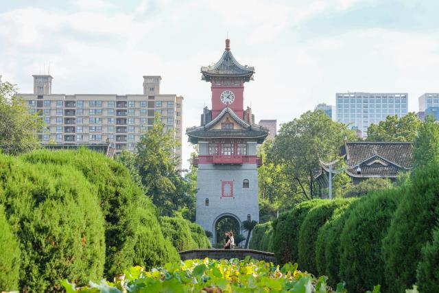 (260930) -- CHENGDU, Sept. 30, 2026 (Xinhua) -- This photo taken on Sept. 29, 2026 shows the Bell Tower at the Huaxi Campus of Sichuan University in Chengdu, southwest China's Sichuan Province. An event celebrating the 130th anniversary of the founding of Sichuan University was held in Chengdu on Tuesday. (Xinhua/Wang Xi)