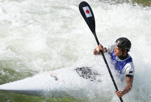 (260930) -- TOYOTA, Sept. 30, 2026 (Xinhua) -- Tanaka Yuuki of Japan competes during the Men's Kayak Single Final of Canoe Slalom at the 20th Asian Games Aichi-Nagoya 2026 in Toyota of Aichi Prefecture, Japan, Sept. 30, 2026. (Xinhua/Zhang Haobo)