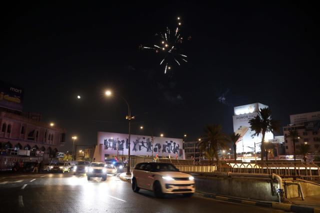 (261001) -- BAGHDAD, Oct. 1, 2026 (Xinhua) -- Fireworks light up the sky over Baghdad, Iraq, Sept. 30, 2026. Ali al-Zaidi, Iraqi prime minister and commander-in-chief of the armed forces, on Wednesday officially announced the conclusion of the U.S.-led international coalition's mission to combat the Islamic State (IS) in Iraq.
  He made the announcement during an official ceremony in Baghdad marking Iraq's Sovereignty Day and the conclusion of the coalition's mission, according to a statement from al-Zaidi's media office. (Xinhua/Khalil Dawood)