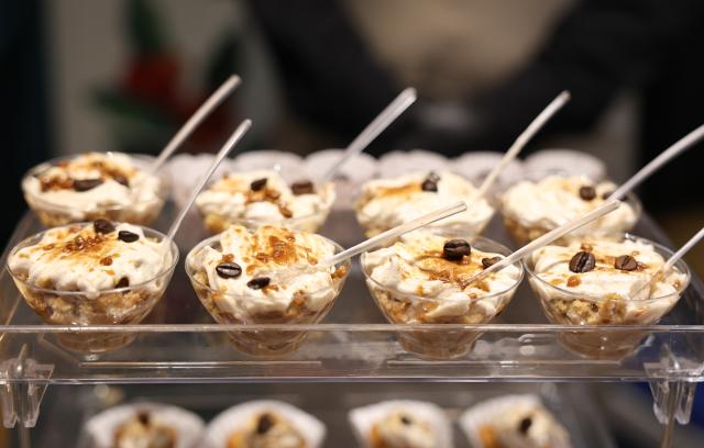 (261001) -- ROME, Oct. 1, 2026 (Xinhua) -- Coffee desserts are seen at the Venezuela booth during the Coffee Tasting Experience event of the International Coffee Day 2026 in Rome, Italy, Oct. 1, 2026. The Food and Agriculture Organization of the United Nations (FAO) marked the first observance of International Coffee Day in Rome on Thursday.
International Coffee Day was officially designated by the United Nations General Assembly on March 10, 2026. (Xinhua/Wang Kaiyan)