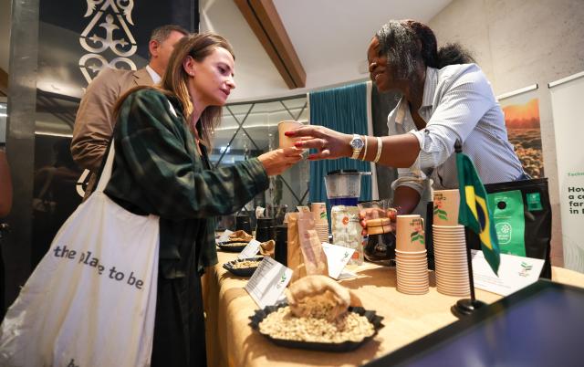 (261001) -- ROME, Oct. 1, 2026 (Xinhua) -- Visitors try coffee at the Brazil booth during the Coffee Tasting Experience event of the International Coffee Day 2026 in Rome, Italy, Oct. 1, 2026. The Food and Agriculture Organization of the United Nations (FAO) marked the first observance of International Coffee Day in Rome on Thursday.
International Coffee Day was officially designated by the United Nations General Assembly on March 10, 2026. (Xinhua/Wang Kaiyan)