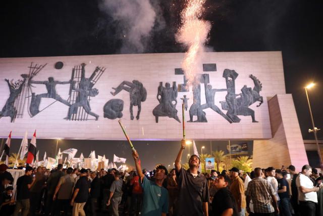 (261002) -- BEIJING, Oct. 2, 2026 (Xinhua) -- Iraqi people light fireworks at Tahrir Square in Baghdad, Iraq, Sept. 30, 2026. Ali al-Zaidi, Iraqi prime minister and commander-in-chief of the armed forces, on Wednesday officially announced the conclusion of the U.S.-led international coalition's mission to combat the Islamic State (IS) in Iraq.
  He made the announcement during an official ceremony in Baghdad marking Iraq's Sovereignty Day and the conclusion of the coalition's mission, according to a statement from al-Zaidi's media office. (Xinhua/Khalil Dawood)