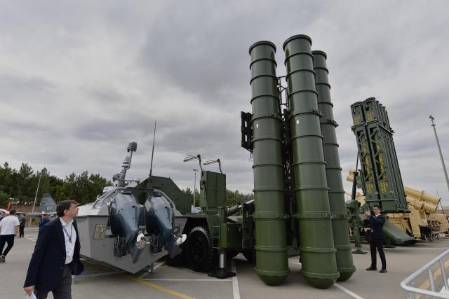 (261002) -- BAKU, Oct. 2, 2026 (Xinhua) -- This photo taken on Oct. 1, 2026 shows a view at the outdoor zone of the Azerbaijan International Defence Exhibition at the Baku Expo Center in Baku, Azerbaijan. The 6th Azerbaijan International Defence Exhibition is held here from Sept. 30 to Oct. 2. (Xinhua/Chen Junfeng)