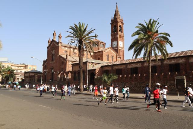 (261002) -- ADDIS ABABA, Oct. 2, 2026 (Xinhua) -- This photo taken on June 8, 2025 shows a church in Asmara, capital of Eritrea. The African Union (AU) has called on Ethiopia, Eritrea and Egypt to exercise "maximum restraint," urging the three countries to de-escalate the situation amid mounting regional diplomatic tensions.
   TO GO WITH "Roundup: AU urges Ethiopia, Eritrea, Egypt to de-escalate tensions amid diplomatic rift" (Xinhua/Liu Fangqiang)