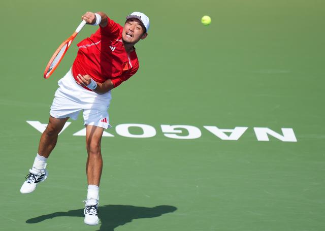 (261003) -- NAGOYA, Oct. 3, 2026 (Xinhua) -- Wu Yibing of China serves during the Men's Singles Gold Medal Match of Tennis between Wu Yibing of China and Wong Coleman of Hong Kong, China at the 20th Asian Games Aichi-Nagoya 2026 in Nagoya, Japan, Oct. 3, 2026. (Xinhua/Chen Zeguo)