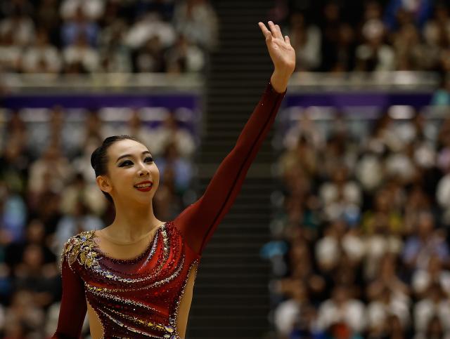 (261003) -- NAGOYA, Oct. 3, 2026 (Xinhua) -- Wang Qi of China competes during the Individual All-Around Final of Rhythmic Gymnastics at 20th Asian Games Aichi-Nagoya 2026 in Nagoya, Japan, Oct. 3, 2026. (Xinhua/Wu Zhizun)