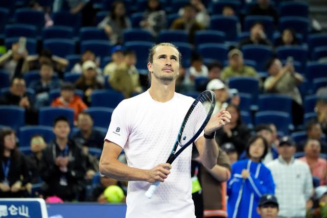 (261003) -- BEIJING, Oct. 3, 2026 (Xinhua) -- Alexander Zverev of Germany greets spectators after defeating Shang Juncheng of China in the men's singles second round match at 2026 China Open tennis tournament in Beijing, China, Oct. 3, 2026. (Xinhua/Xie Han)