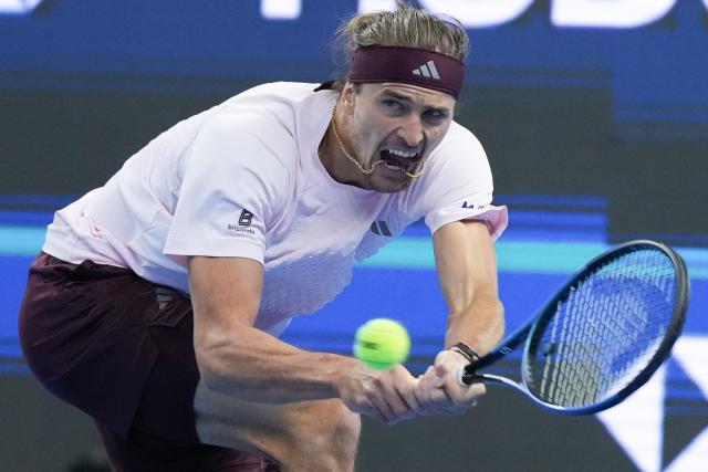 (261004) -- BEIJING, Oct. 4, 2026 (Xinhua) -- Alexander Zverev competes during the men's singles quarterfinal match between Alexander Zverev of Germany and Novak Djokovic of Serbia at 2026 China Open tennis tournament in Beijing, China, Oct. 4, 2026. (Xinhua/Ju Huanzong)