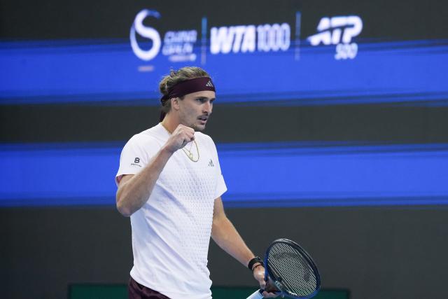 (261004) -- BEIJING, Oct. 4, 2026 (Xinhua) -- Alexander Zverev competes during the men's singles quarterfinal match between Alexander Zverev of Germany and Novak Djokovic of Serbia at 2026 China Open tennis tournament in Beijing, China, Oct. 4, 2026. (Xinhua/Ju Huanzong)