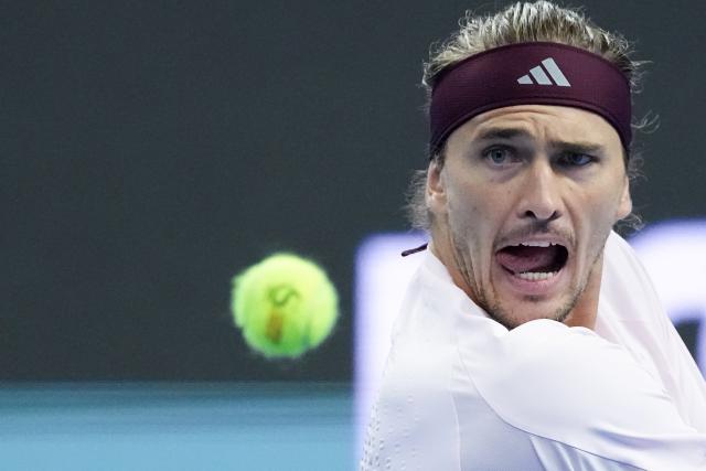 (261004) -- BEIJING, Oct. 4, 2026 (Xinhua) -- Alexander Zverev competes during the men's singles quarterfinal match between Alexander Zverev of Germany and Novak Djokovic of Serbia at 2026 China Open tennis tournament in Beijing, China, Oct. 4, 2026. (Xinhua/Ju Huanzong)