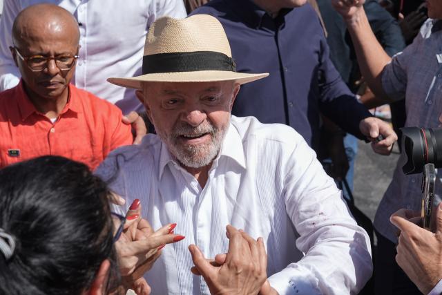 (261004) -- BRASILIA, Oct. 4, 2026 (Xinhua) -- Brazilian President Luiz Inacio Lula da Silva, presidential candidate of Brazil's ruling Workers' Party, leaves after casting his ballot at a polling station in Sao Bernardo do Campo, Brazil, Oct. 4, 2026. Voting in the first round of Brazil's 2026 presidential election officially began at 8 a.m. (1100 GMT) on Sunday, with polling stations across the country scheduled to close at 5 p.m. (0800 GMT).
   Initial results are expected to be announced within a few hours after the polls close. (Photo by Paulo Lopes/Xinhua)