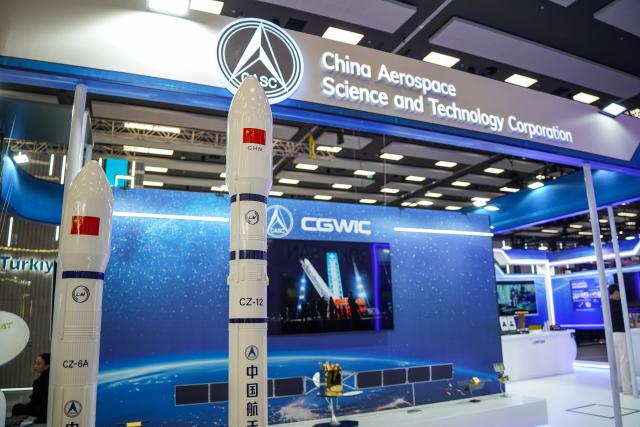 (261005) -- ANTALYA, Oct. 5, 2026 (Xinhua) -- An exhibition booth of the China Aerospace Science and Technology Corporation (CASC) is pictured at the 77th International Astronautical Congress, in Antalya, Türkiye, Oct. 5, 2026. The 77th International Astronautical Congress kicked off Monday in Antalya, Türkiye's Mediterranean resort city, gathering space leaders, researchers and industry representatives from across the globe. (Mustafa Kaya/Handout via Xinhua)